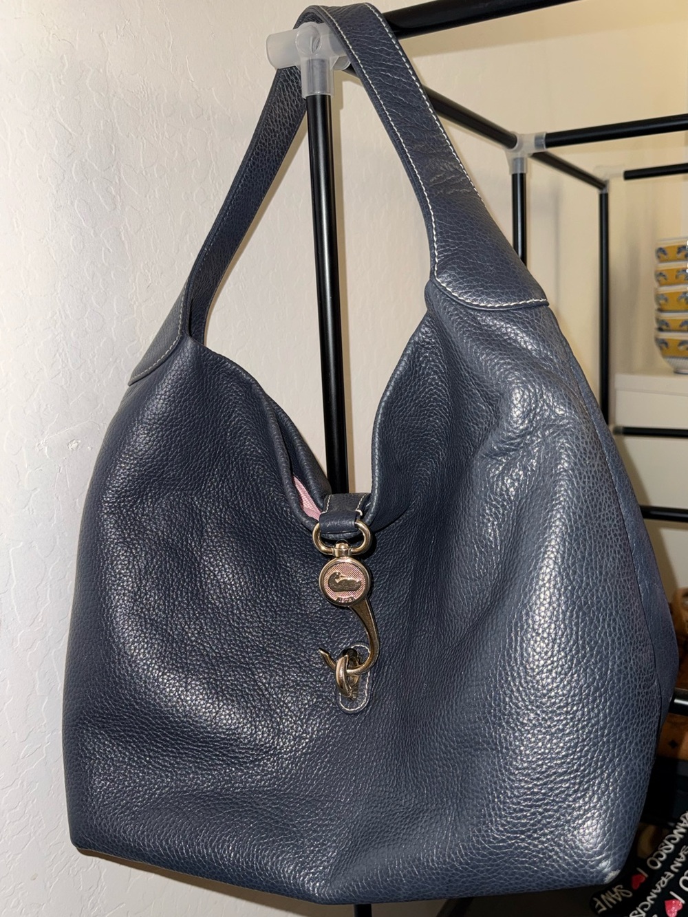Dooney & Bourke Navy Leather Hobo Shoulder Bag